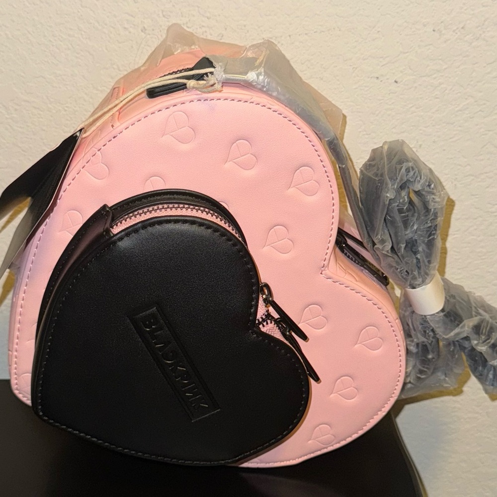 Loungfly Black pink heart crossbody bag